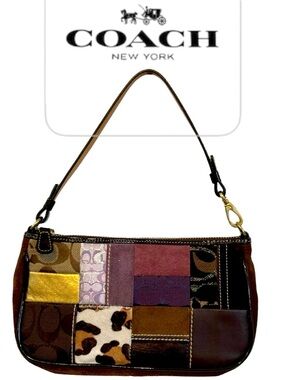 Coach Rare 7071 Legacy Holiday Vintage 2005 Patchwork Demi Baguette Shoulder Bag